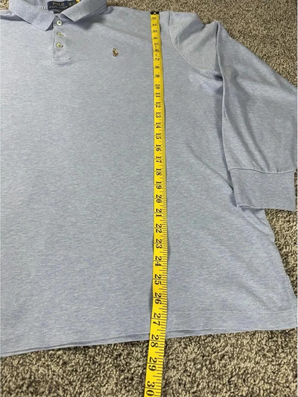 Polo Ralph Lauren Polo Shirt Mens XXL Light‎ Blue Solid Long Sleeve Pony Logo